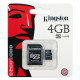 Карта пам'яті Kingston microSDHC 4GB Class 4+ SD адаптер